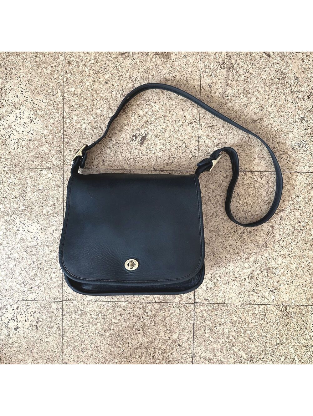 Vintage Coach Stewardess Bag K2P-9525 Black Leather Shoulder Crossbody Project